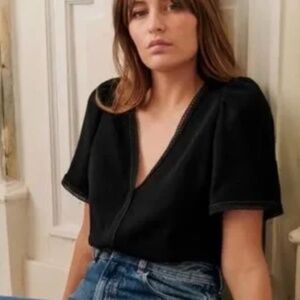 Sézane Black Valencia Blouse